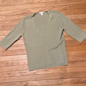 dressbarn Light Olive Square Neck Knit Top